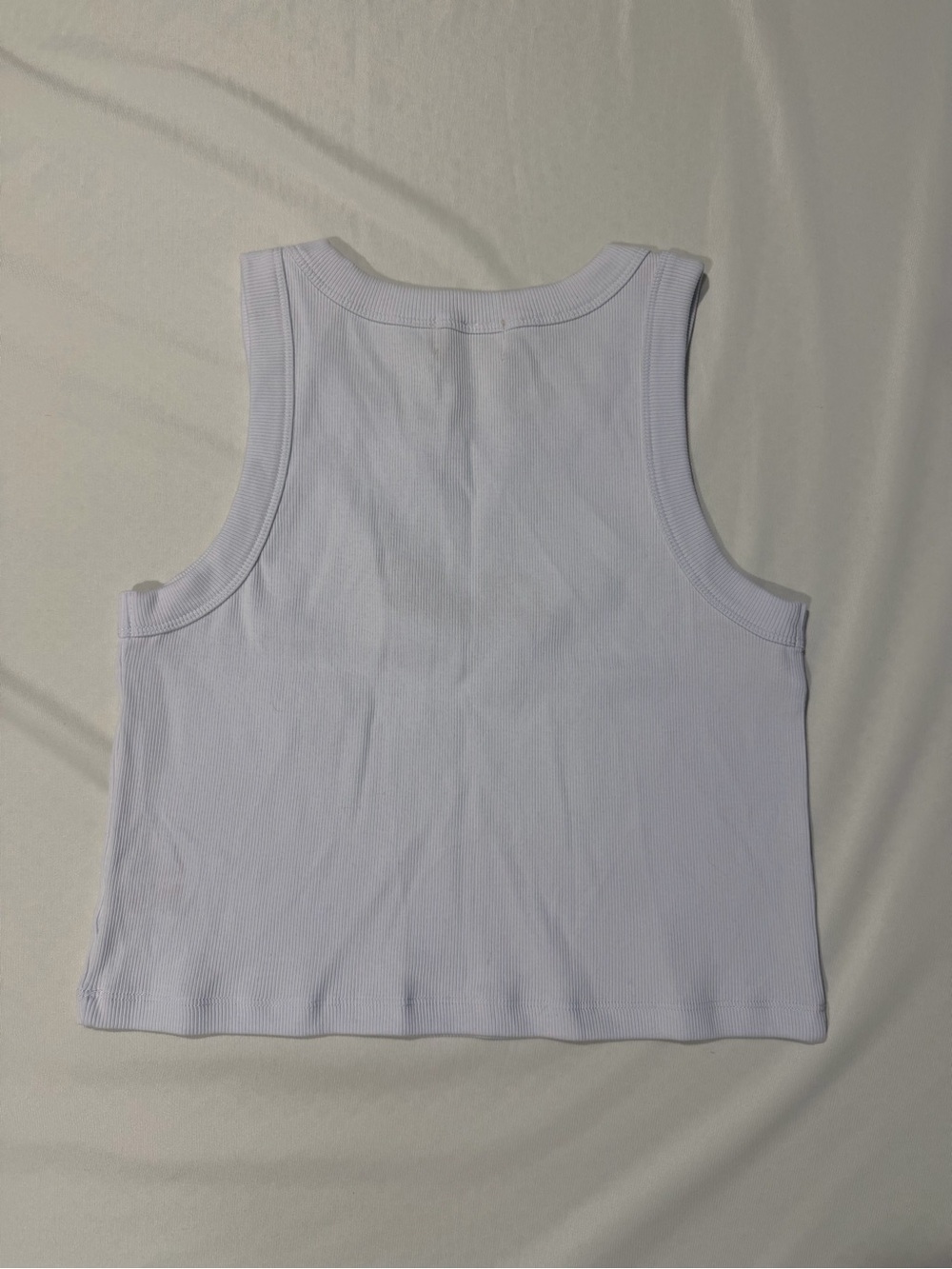DARLIN White Ribbed Tank with Red Script - Picture 2 of 3